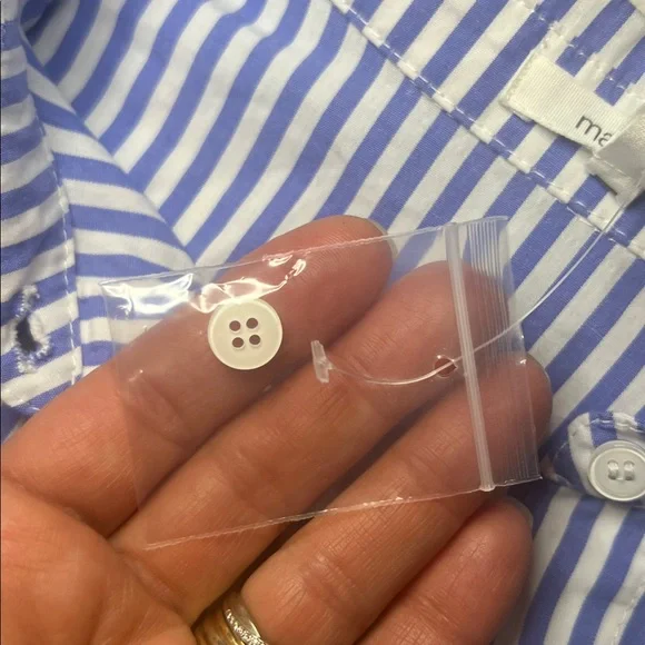 Maurices Blue & White Striped Twist-Front Cutout Midi Shirt Dress Sz XS Preppy - Picture 11 of 11